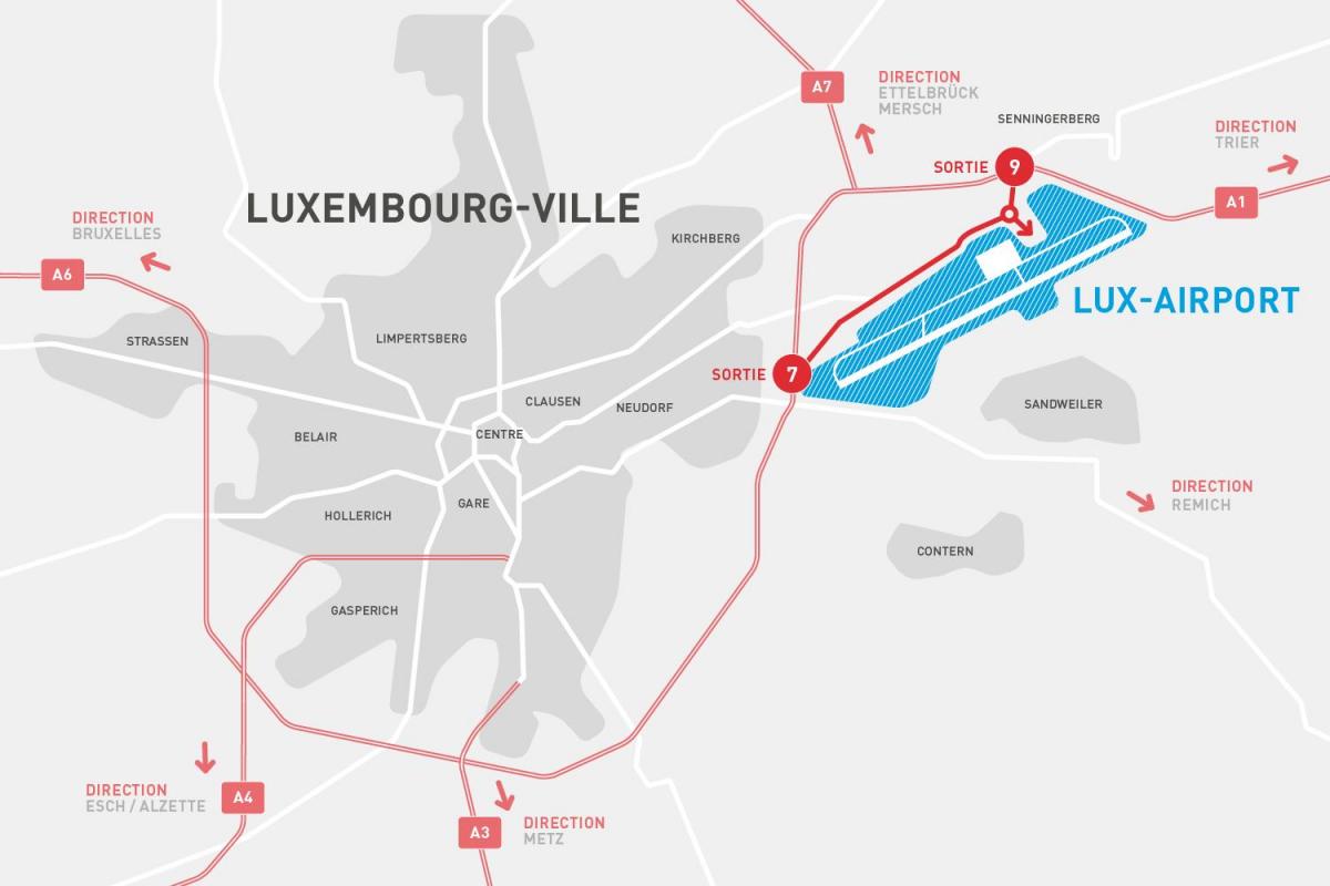 harta e Luksemburgut aeroport