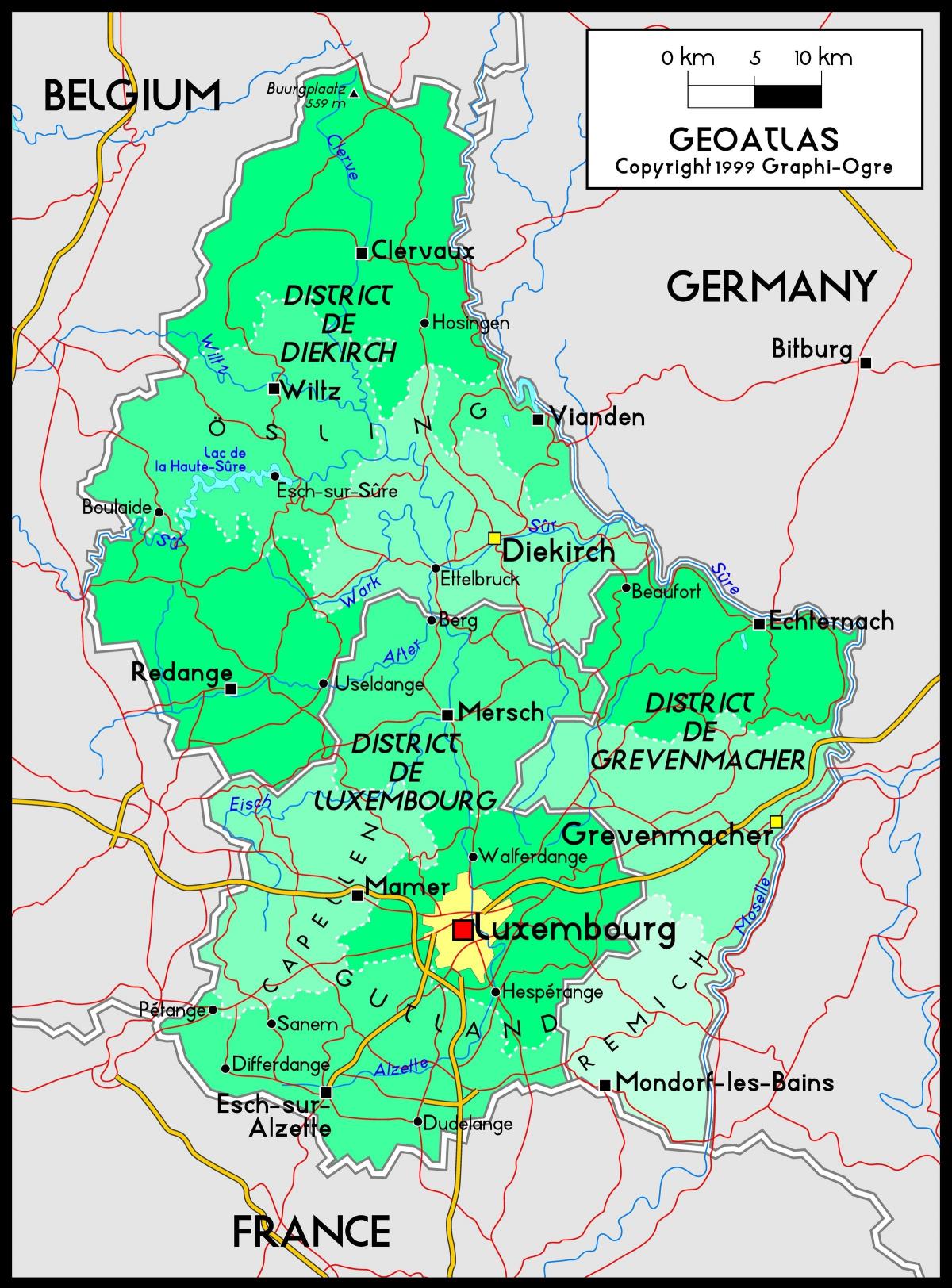 Luksemburgu hartë vendndodhjen e