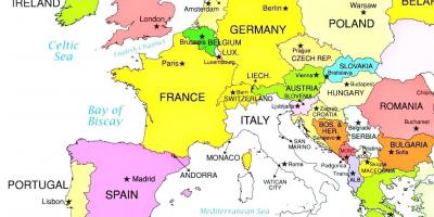 Hartën e evropës, duke treguar Luksemburg