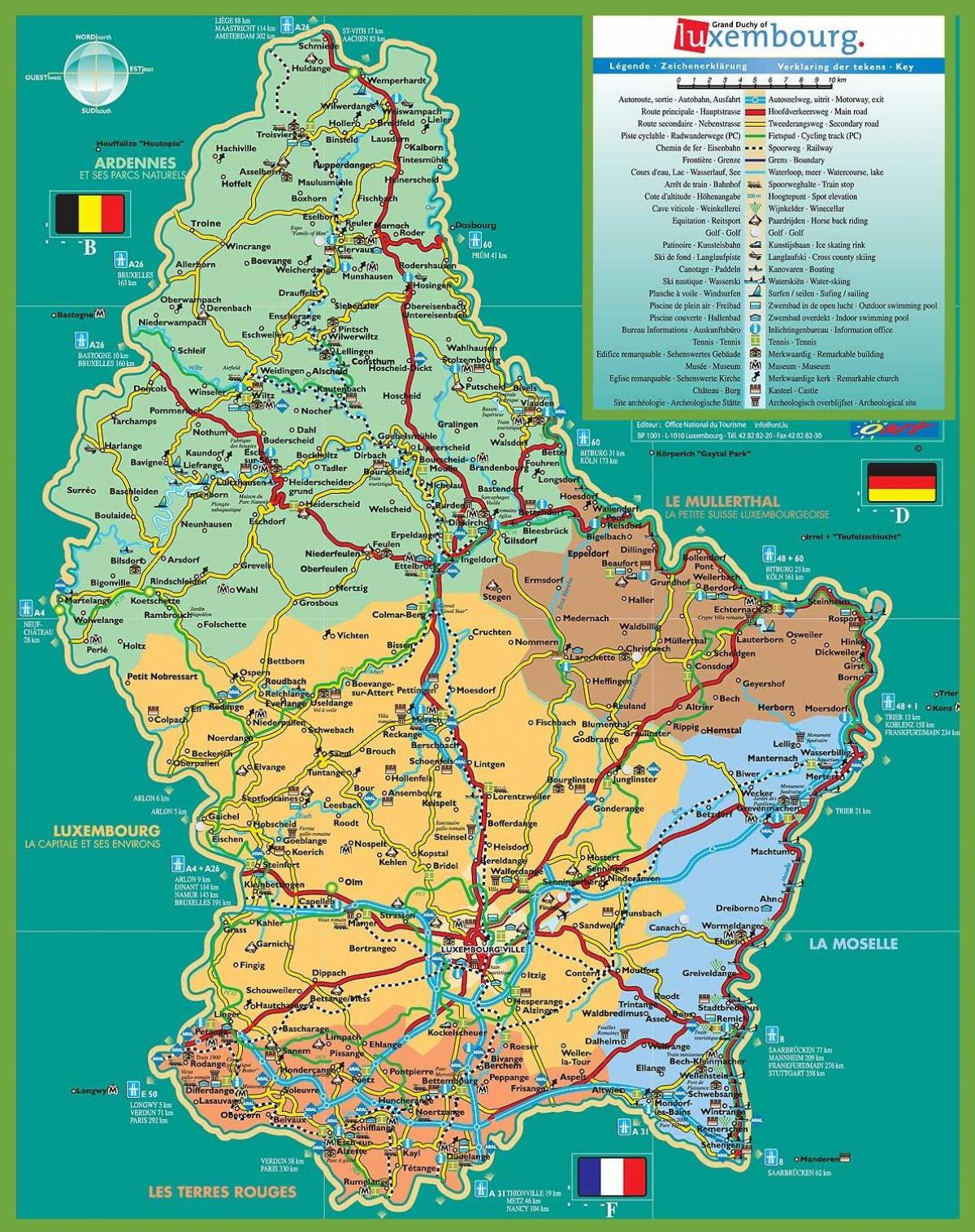 Luksemburgu qytetit hartën turistike